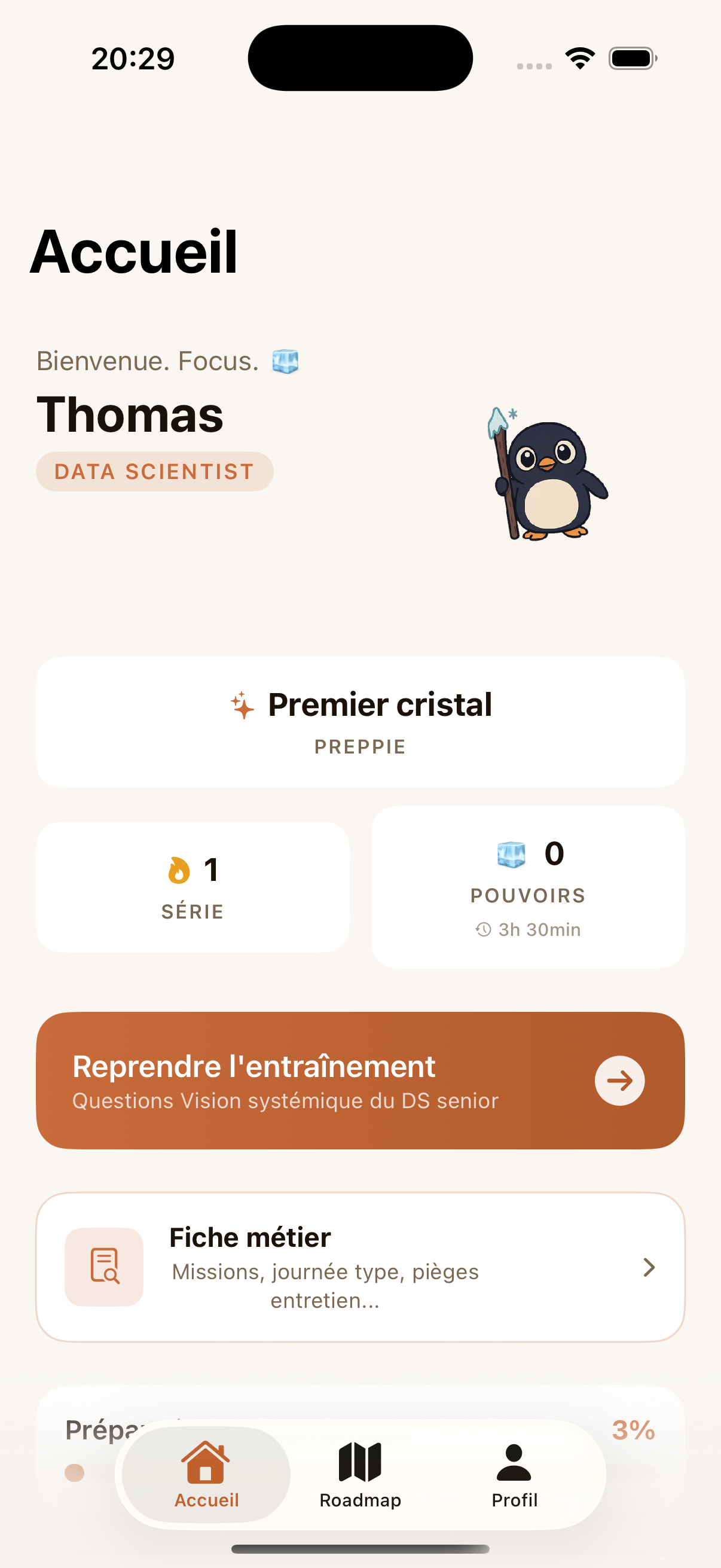 Preppie app — Accueil